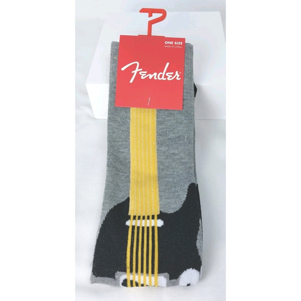 FENDER Electric Guitar Instrument Socks Mens Size 7-12 Gray Licensed Music‎ NEW